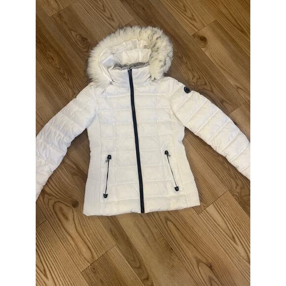 Nautica Puffer Coat Detachable Hood White with Black Water Resistant Wms Small - Picture 2 of 8